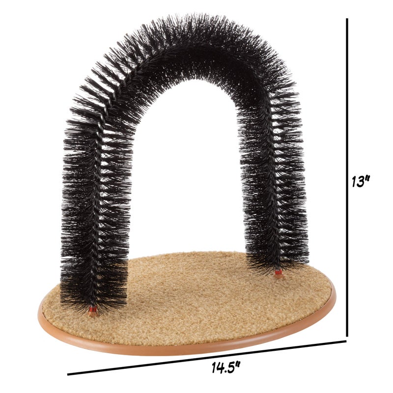 PETMAKER Cat Self-Groomer - Bristle Ring Brush Cat Arch with Carpeted Base, Back Scratcher and Massager for Controlling Shedding and Claws by PETMAKER (Black) - Image 3